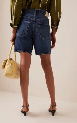 CITIZENS OF HUMANITY Marlow Organic Cotton Denim Mid-Rise Relaxed Shorts 8 CITIZENS OF HUMANITY Marlow Organic Cotton Denim Mid-Rise Relaxed Shorts -Lady Fashion Store citizens of humanity dark wash marlow long short 2 2