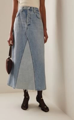 CITIZENS OF HUMANITY Park Rework Midi Skirt -Lady Fashion Store citizens of humanity light wash park rework skirt 1