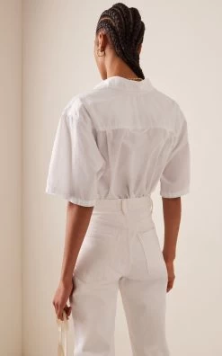 CITIZENS OF HUMANITY Kayla Cotton Shirt -Lady Fashion Store citizens of humanity white short sleeve kayla shirt 2