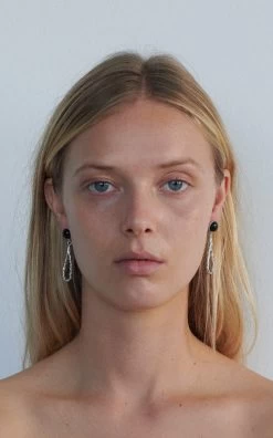 Loop Sterling Silver & Onyx Earrings