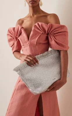 Cult Gaia Shanti Woven Metallic Clutch