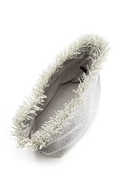 Cult Gaia Shanti Woven Metallic Clutch -Lady Fashion Store cult gaia silver shanti clutch 3