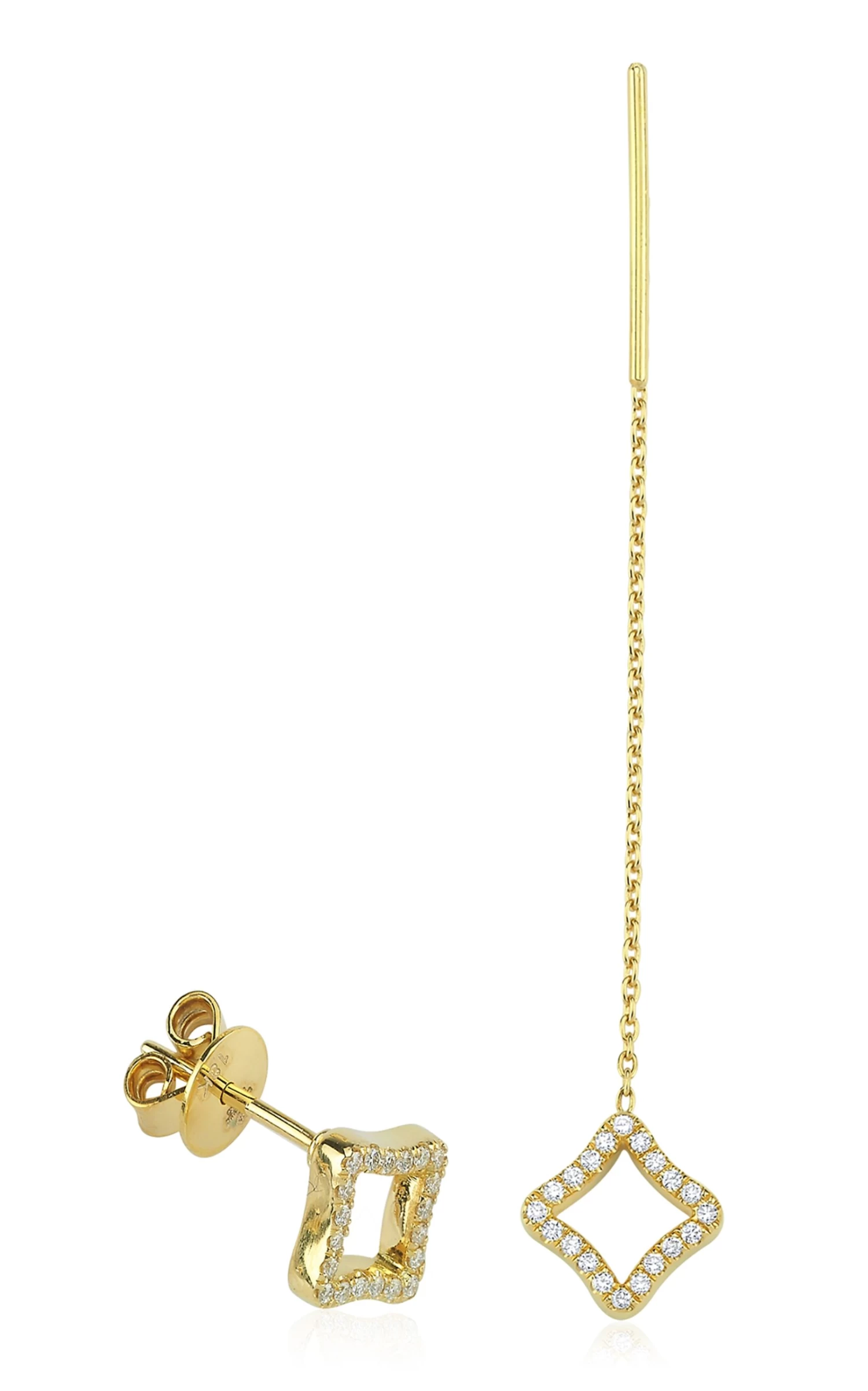 Allure Mismatched 18k Yellow Gold Diamond Earrings 5 Allure Mismatched 18k Yellow Gold Diamond Earrings - Image 3