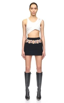 Crystal-Embellished Cutout Mini Skirt -Lady Fashion Store david koma black crystal embellished cutout mini skirt 3