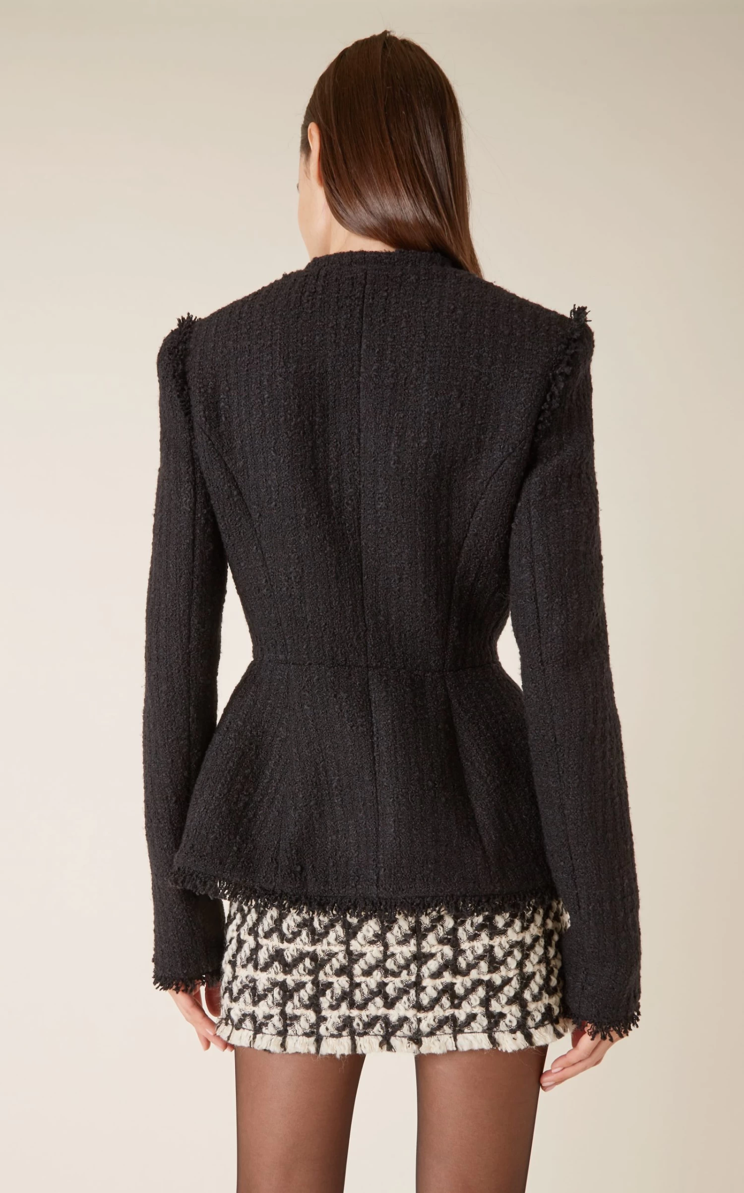 Tweed Single-Breasted Peplum Jacket 5 Tweed Single-Breasted Peplum Jacket - Image 3