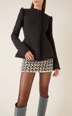 Tweed Single-Breasted Peplum Jacket