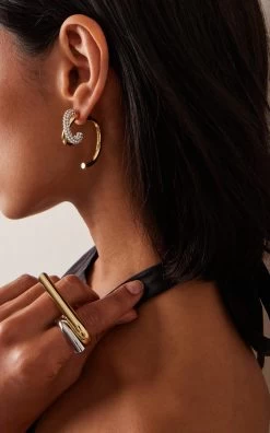 Esme Bypass 12K Yellow Gold, Silver Ring