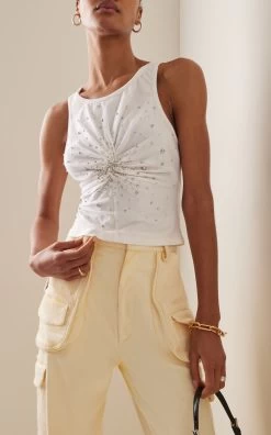 Embroidered Cotton Jersey Wrapped Top