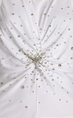 Embroidered Cotton Jersey Wrapped Top -Lady Fashion Store des phemmes white cotton jersey wrapped top with embroidery 5