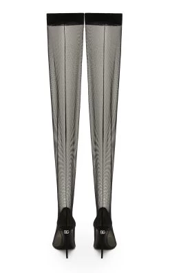 Dolce & Gabbana Lollo Thigh-High Tulle Boots 8 Dolce & Gabbana Lollo Thigh-High Tulle Boots -Lady Fashion Store dolce gabbana black lollo boots 2