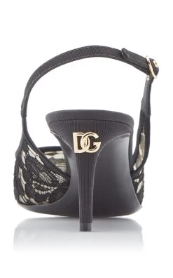 Dolce & Gabbana Lollo Lace Slingback Pumps -Lady Fashion Store dolce gabbana black lollo lace slingback 2