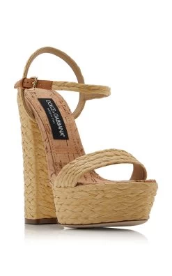 Dolce & Gabbana Raffia Platform Sandals -Lady Fashion Store dolce gabbana neutral treccia rafia sughero v liscio 3