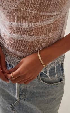 Half And Half 14K Yellow Gold Diamond Bangle