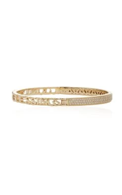 Half And Half 14K Yellow Gold Diamond Bangle -Lady Fashion Store eden presley gold 14k yellow diamond half and half bangle 3