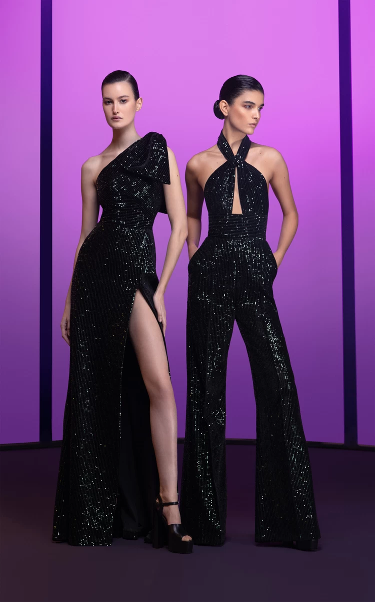 ELIE SAAB Sequin Velvet Halter Jumpsuit 3 ELIE SAAB Sequin Velvet Halter Jumpsuit