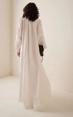 ELIE SAAB Broderie Anglaise Cotton Kaftan -Lady Fashion Store elie saab white broderie anglaise cotton kaftan 2