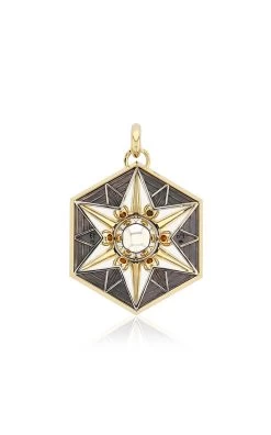Etoile Mystérieuse 18K Yellow Gold, Distressed Silver Onyx Charm 7 Etoile Mystérieuse 18K Yellow Gold, Distressed Silver Onyx Charm -Lady Fashion Store elie top multi onyx etoile mysterieuse charm 2