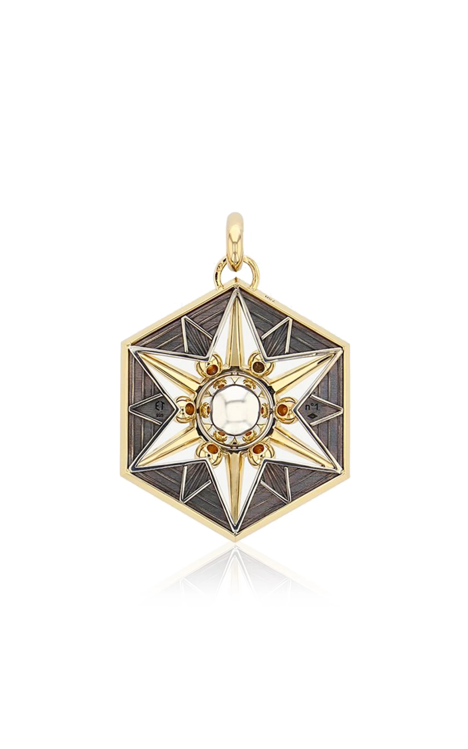 Etoile Mystérieuse 18K Yellow Gold, Distressed Silver Onyx Charm 5 Etoile Mystérieuse 18K Yellow Gold, Distressed Silver Onyx Charm - Image 3