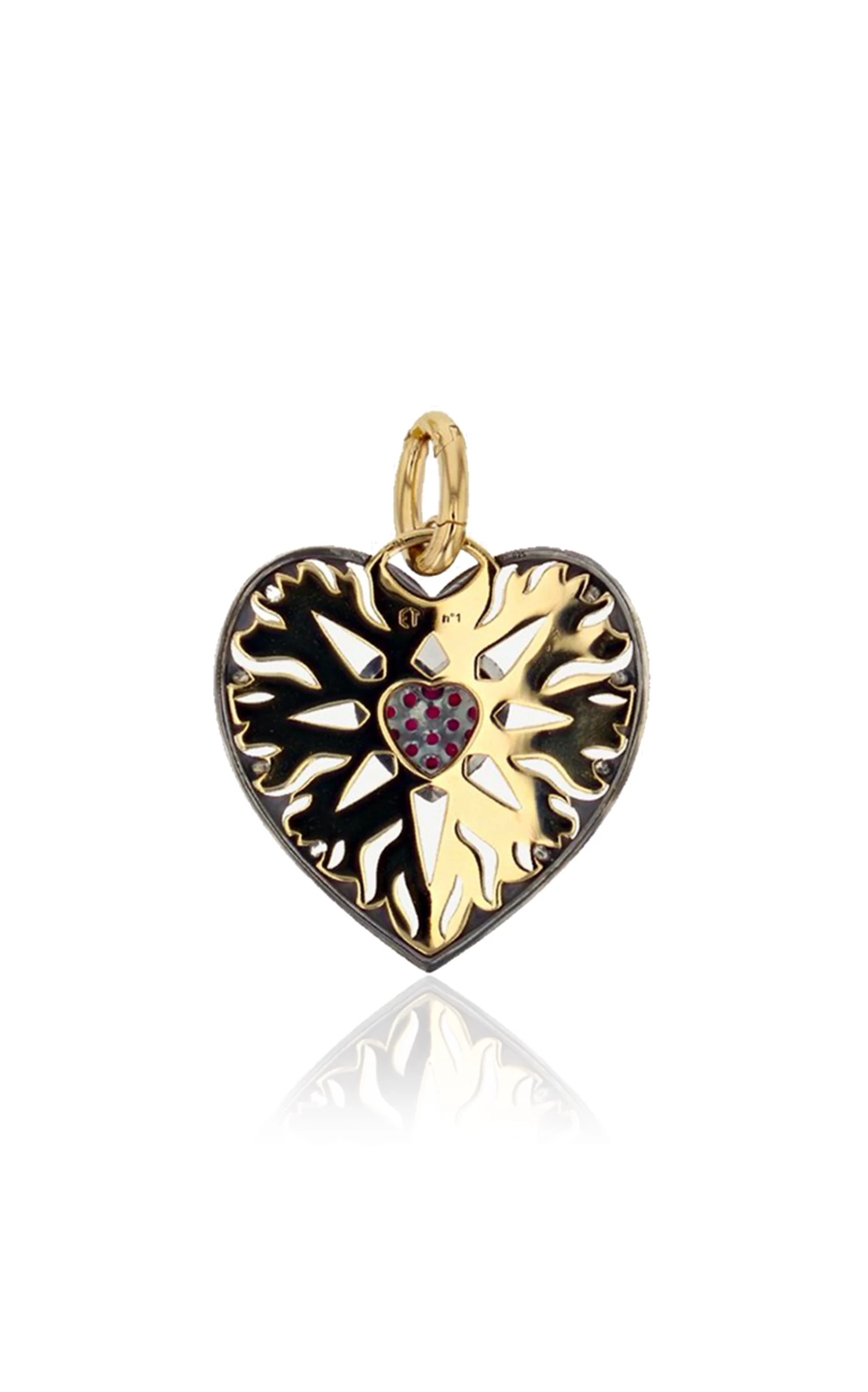 Cœur Cosmogonie Secrète 18K Yellow Gold, Distressed Silver Ruby Charm 5 Cœur Cosmogonie Secrète 18K Yellow Gold, Distressed Silver Ruby Charm - Image 3