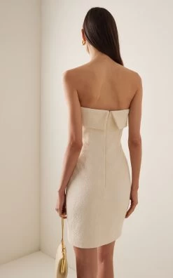 Sidnie Textured Cotton-Blend Mini Dress -Lady Fashion Store emilia wickstead off white sidnie textured cotton blend mini dress 2