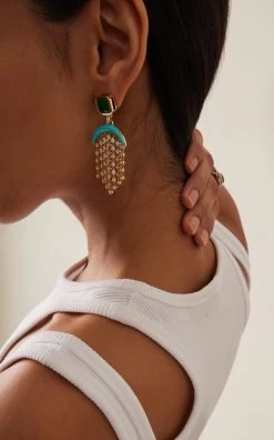 18k Yellow Gold Emerald Fringe Earrings