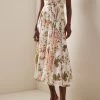 Erdem Ruffled Printed Cotton-Silk Fit-and-Flare Midi Dress -Lady Fashion Store erdem print fit and flare midi dress with ruffle v neck