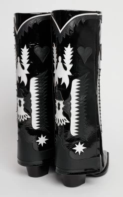 Texas Patent Leather Knee-High Boots -Lady Fashion Store filles a papa black texas patent leather knee high boots 4