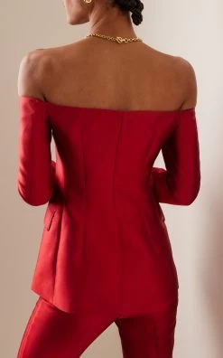 Exclusive Dorothea Off-The-Shoulder Blazer 10 Exclusive Dorothea Off-The-Shoulder Blazer -Lady Fashion Store gabriela hearst red exclusive dorothea blazer 3