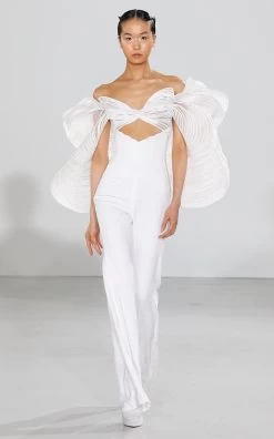 Shell Wing-Detailed Sculpted Top And Corset Pant Silk Set