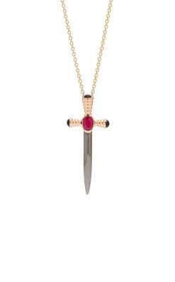 Lady Fashion Store -Lady Fashion Store gavello gold 14k gold and silver ruby and onyx chain necklace 1