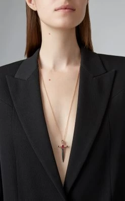 14K Gold And Silver Ruby And Onyx Chain Necklace