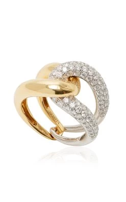 Intertwin 18K Yellow And White Gold Diamond Ring -Lady Fashion Store gemella jewels gold intertwin ring 5 1