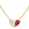 18K Yellow Gold Sweetheart Necklace Diamond X Ruby 1 18K Yellow Gold Sweetheart Necklace Diamond X Ruby -Lady Fashion Store gemella jewels red 18k yellow gold sweetheart necklace diamond x ruby
