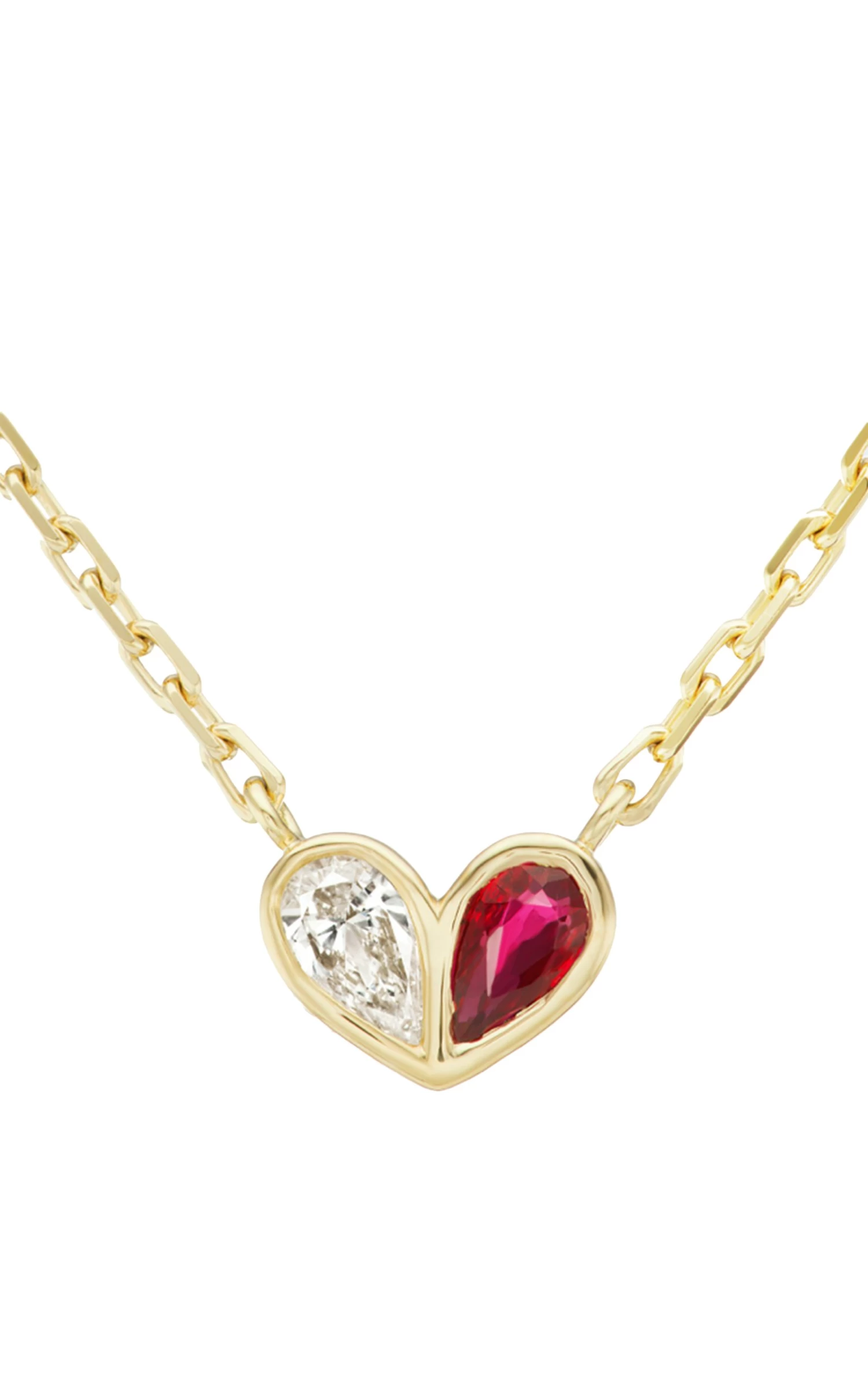 18K Yellow Gold Sweetheart Necklace Diamond X Ruby 3 18K Yellow Gold Sweetheart Necklace Diamond X Ruby