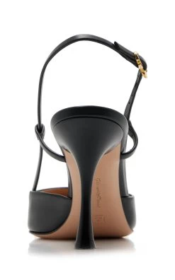 Ascent Leather Slingback Pumps -Lady Fashion Store gianvito rossi black ascent vitello 2