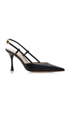 Ascent Leather Slingback Pumps -Lady Fashion Store gianvito rossi black ascent vitello 3