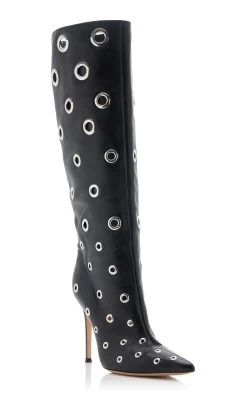 Studded Leather Knee Boots -Lady Fashion Store gianvito rossi black g80255 nappa 2
