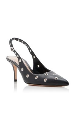 Studded Leather Slingback Pumps -Lady Fashion Store gianvito rossi black g95446 nappa 2