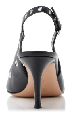 Studded Leather Slingback Pumps -Lady Fashion Store gianvito rossi black g95446 nappa 3