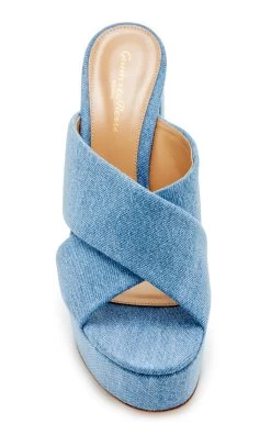 Sheridan Denim Platform Sandals 9 Sheridan Denim Platform Sandals -Lady Fashion Store gianvito rossi blue sheridan mule denim 2