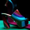 Holly Printed Satin Platform Mules -Lady Fashion Store gianvito rossi multi holly mule hypno