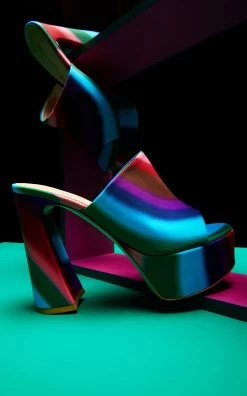 Holly Printed Satin Platform Mules