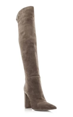 Piper Suede Knee Boots -Lady Fashion Store gianvito rossi neutral piper suede boots 2