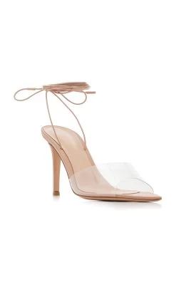 Skye Leather Lace-Up Sandals -Lady Fashion Store gianvito rossi nude skye sandals 2
