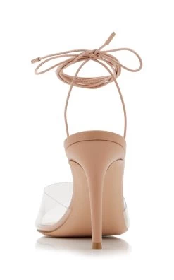 Skye Leather Lace-Up Sandals -Lady Fashion Store gianvito rossi nude skye sandals 3