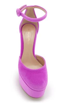 Holly Chenille Platform Pumps -Lady Fashion Store gianvito rossi pink g40389 chenille 3