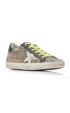Golden Goose Superstar Distressed Leopard Leather Sneakers -Lady Fashion Store golden goose animal superstar leopard sneaker 3