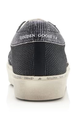 Golden Goose Hi-Star Leather And Corduroy Sneakers -Lady Fashion Store golden goose black hi star net upper leather toe laminated star corduroy print leather heel metal lettering 2