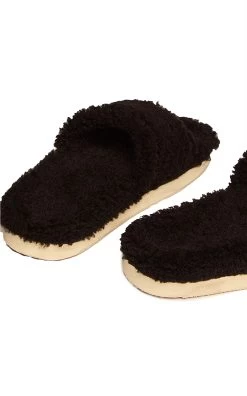 Golden Goose Poolstar Leather-Trimmed Shearling Slides -Lady Fashion Store golden goose black poolstar leather trimmed shearling slides 2