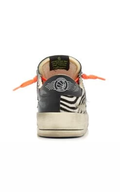 Golden Goose Stardan Zebra-Print Calf Hair And Leather Sneakers -Lady Fashion Store golden goose black white stardan zebra print calf hair and leather sneakers 3